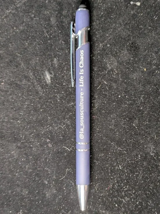 NWOT - "Life Is Chaos" by @la_sousculture - Navy Blue Dual Pen & Stylus - Picture 2 of 3